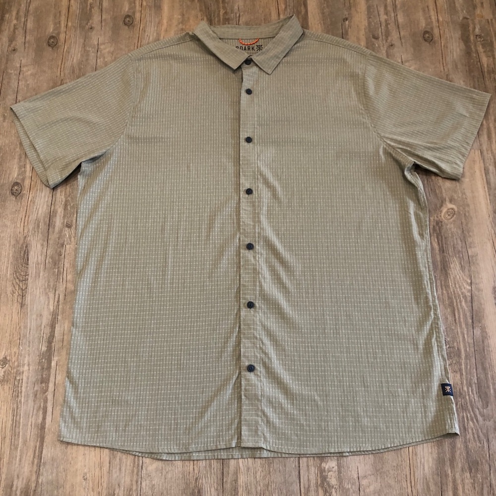 Roark XL Button Up Shirt Olive Grey Tactel Nylon Quick Dry Stretch Camp Hiking